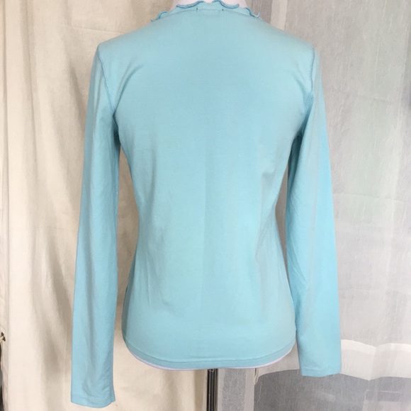Gap sea foam light blue ruffled V neck long sleeve - Picture 4 of 7
